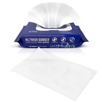 Extra Large Unscented Hypoallergenic Pet Wipes for Dogs & Cats