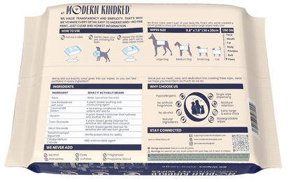 Backside of Hypoallergenic Pet Wipes Unscented