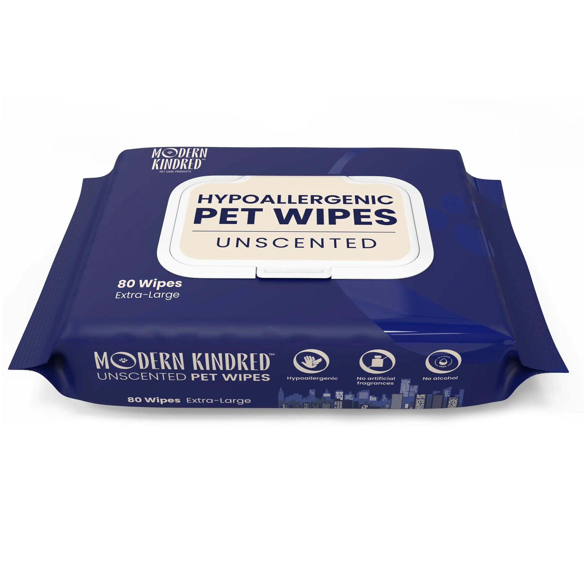 Pack of Modern Kindred hypoallergenic pet wipes on a white background