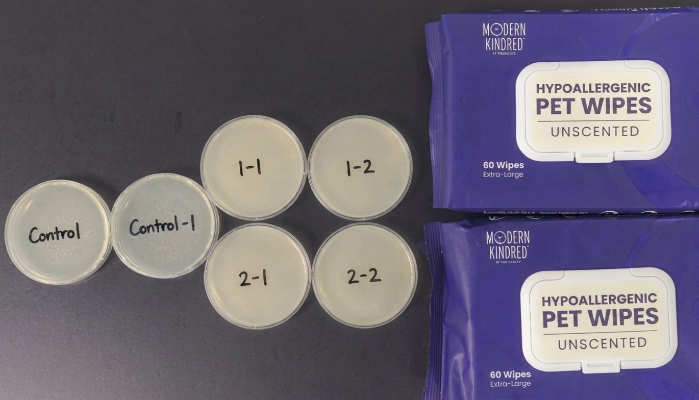 Modern Kindred Hypoallergenic Unscented Pet Wipes dermatologist tested, proven safe for sensitive pet skin